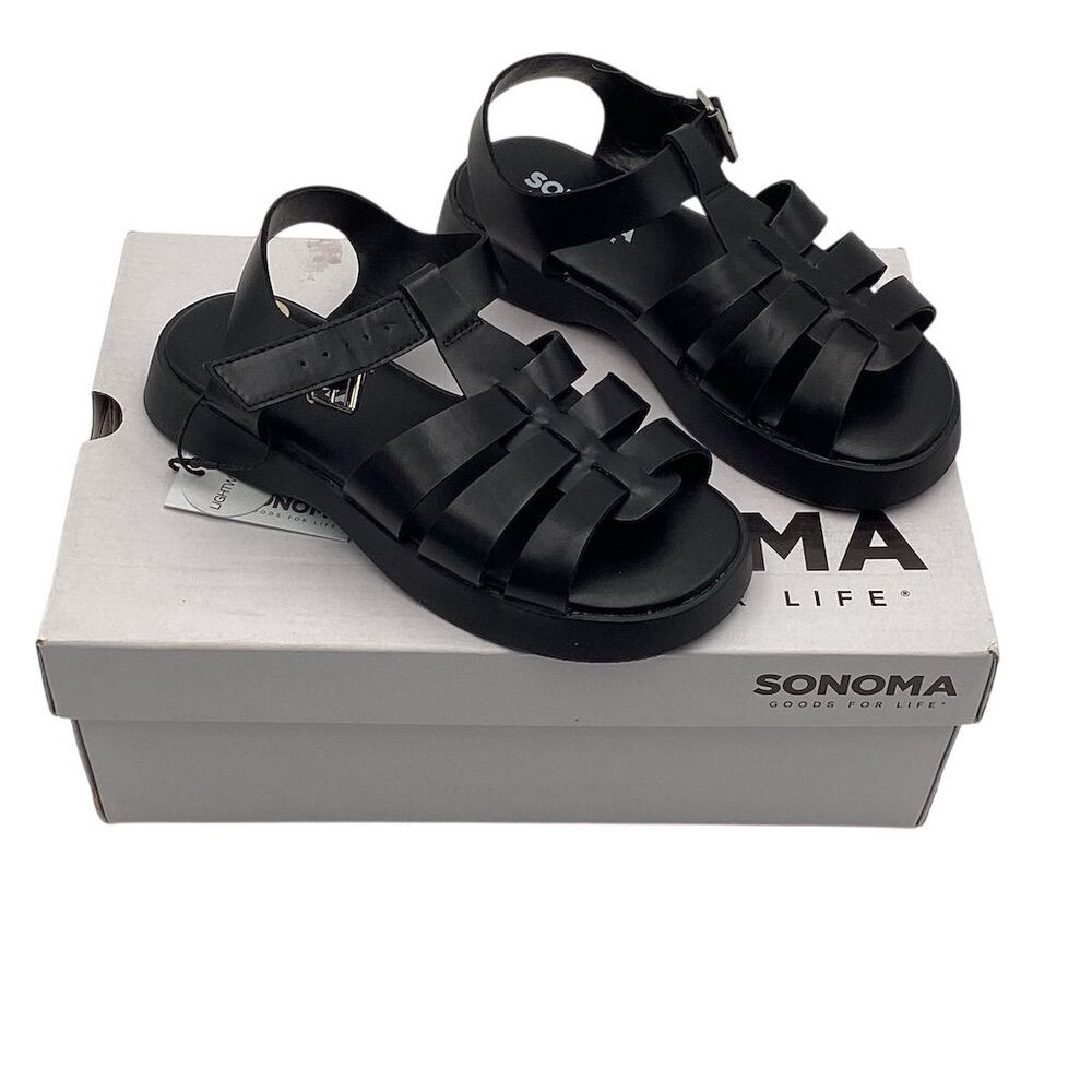 Sonoma Girls' Fisherman Sandals‎ Black Size 1 Adjustable Strap